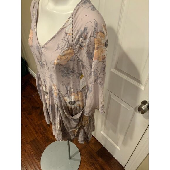 Free People Light Purple Floral Print V-Neck Mini Dress, Size 2 - Picture 2 of 5